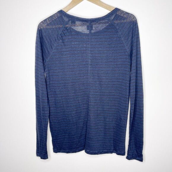 MAISON SCOTCH SCOTCH & SODA Linen Stripe Long Sleeve Blue Black Top Size…  - Picture 5 of 8